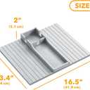 SpaceAid Bamboo Couch Cup Holder, Anti Falling Foldable Sofa Armrest Tray with Cup Holder, Couch Arm Side Table Organizer for Drink Cup Remote Snacks (Gray)