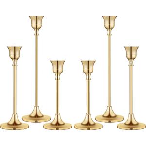 Candlestick Holders, Taper Candle Holder for Candlesticks Gold Brass Vintage Candle Stick Candle Holders Candelabra Candle Holder for Fireplace Party Dining Home (2sets)