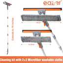 Eazer 3-in-1 Window Squeegee Cleaner, 76'' Spray Window Squeegee with 5-Section Extension Pole, Microfiber and Chenille Cloth, Window Washing Equipment for Indoor/Outdoor Windows, Car Glass