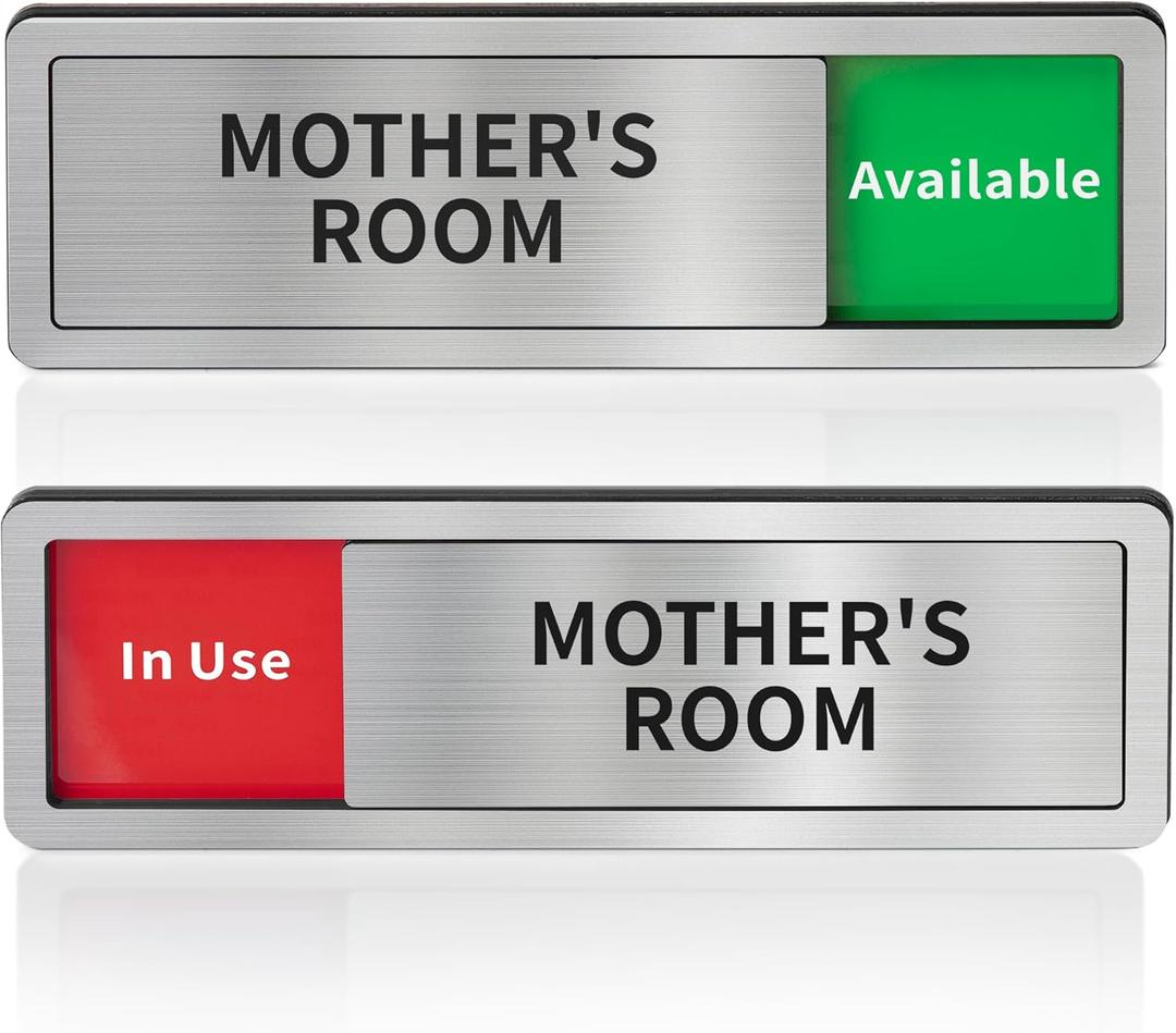 Mother's Room Door Signs, Do Not Disturb,Breastfeeding Door Sign, In Use/Available Slider Sign for Lactation Room, Privacy Vacant Occupied Nursing SignsBrushed Silver