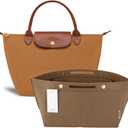 ZTUJO Purse Organizer Insert for le pliage, Compatible with Longchamp Le Pliage Top Handle (Lighting Coffee, Small For Handle S)