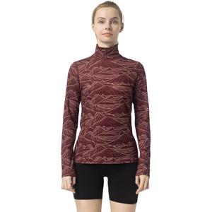 Leapstride Women's Slim Fit Turtleneck Performance Base Layer Long Sleeve Top with Mountain Print, Moisture-Wicking Fabric for Workouts & Outdoor Activities