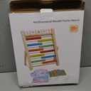 Wooden Abacus for Kids Math, Educational Counting Toy with Counting Sticks and Number Alphabet Cards, Preschool Learning Toys Gift for Boys Girls Age 3+ Years Old