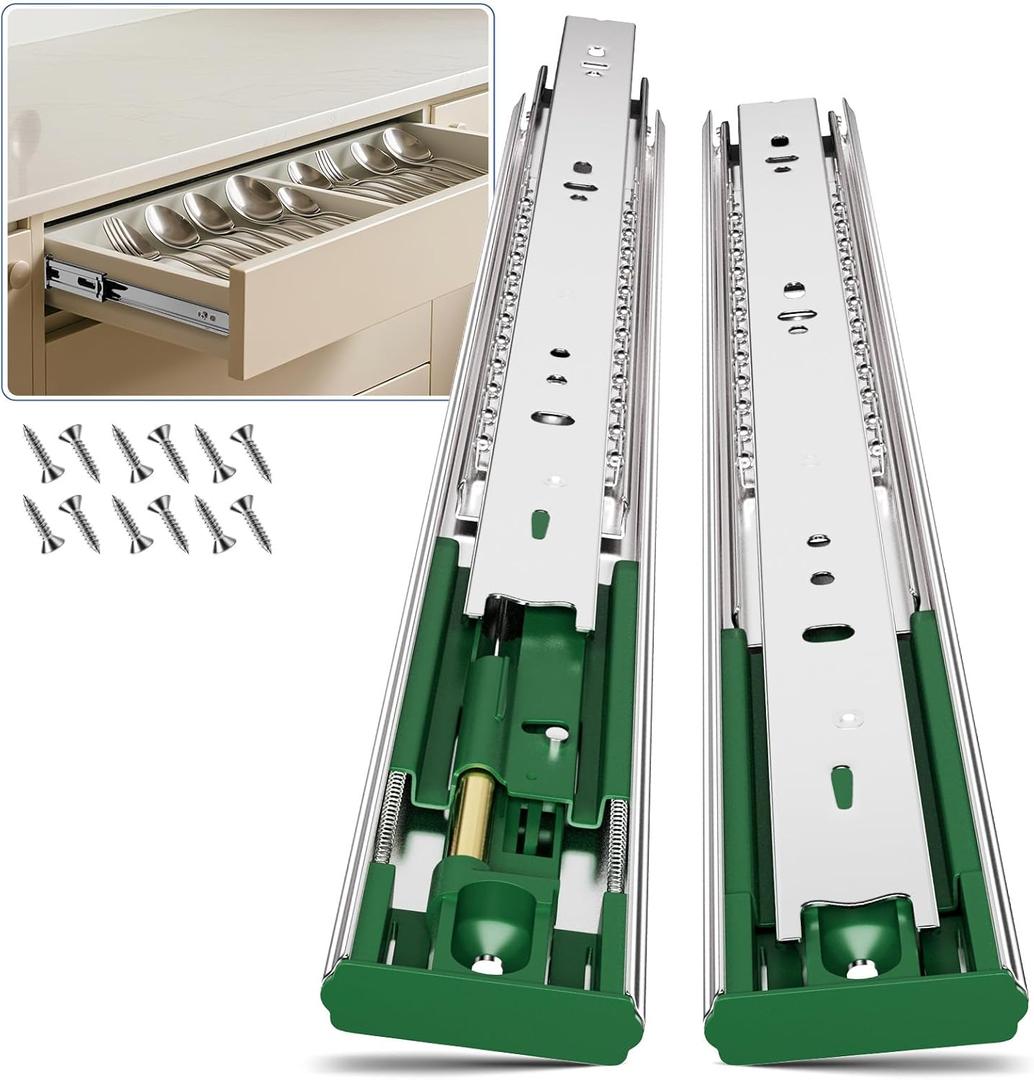 6 Pairs Soft Close Drawer Slides 24 Inch, Full Extension Heavy Duty Ball Bearing Cabinet Rails, Quiet Silent Side Mount Drawer Glides for Kitchen,Office,Tool Box,Dresser, 100 LB Capacity