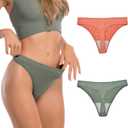 CADITEX Thongs for Women - Seamless Women's Thong No Show Underwear Panties Breathable 2 Pack (2 Pack-olive Green,caramel)