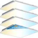 2x2 LED Flat Panel Lights for Drop Ceiling 4-Pack, 40W/4998Lumens Triac Dimmable, 5CCT (3000K~6000K), IP42, 2Ftx2Ft Back-Lit Recessed Troffer Light Fixtures for Shop Commercial Office, ETL (White)
