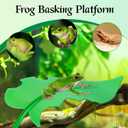 2 x Tree Frog Tank Accessories & Turtle Basking Platform 3PCS Set Leaf Decor - Reptile Habitat Decoration, Terrarium Accessories with Suction Cups for Turtles, Frogs, Geckos & Toads (Leaf)