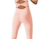 ReachMe Jumpsuits for Women Workout Leggings Romper Athletic Summer Outfits Yoga Gym Clothes Bodycon Bodysuits (Pink, S)