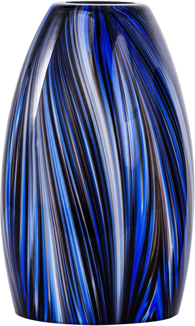 Oval Glass Lamp Shade Only Art Glass Lamp Covers Light Fixture Replacement for Kitchen Island Mini pendant Ceiling Lights Chandelier Hand Blown Glass Shade Replacement, Brown and Blue