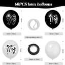 60 Pcs Black Bow Balloons,Coquette Birthday Decorations,12-inch Latex Black White Bow Balloons for Birthday Party Bachelorette Decorations Bridal Engagement Wedding Bow Theme Party Supplies