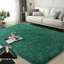 3x5 Rugs for Bedroom, Fluffy Dark Green Area Rugs for Living Room, Soft Shag Kids Rug Small Carpet with 4 Non-Slip Rug Pads (3ft x 5ft, Dark Green)