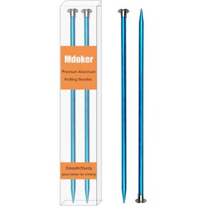 Mdoker 13.8 Inch Anodized Aluminum Knitting Needles,Colored Straight Single Pointed Metal Sweater Knitting Needle for DIY Knitting Projects,Size US 10(6mm) (US 10(6.0mm), Blue)