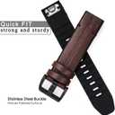Abanen Leather Watch Bands for Garmin Fenix 8 / epix Pro/Tactix 8 (47mm), QuickFit 22mm Soft Genuine Leather with Silicone Sweatproof Wrist Strap for Fenix 7/6/5, Instinct 3 45mm