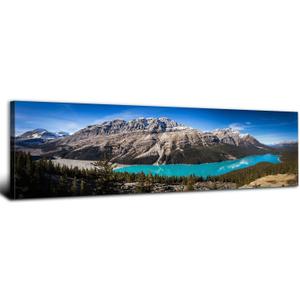 Mountain Canvas Wall Art Banff National Park Posters Peyto Lake Wall Art Decor Rocky Mountains Landscape Pictures Teal Lake Scenic Nature Forest Photo Prints Artwork for Bedroom Home Decoration 14x48"