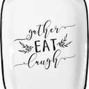 Ceramic Spoon Rest for Stove Top, Funny Gather Eat Laugh White Spoon Holders for Kitchen Counter, Modern Farmhouse Kitchen Cute Decor