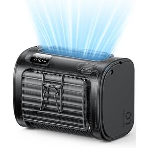 Aecooly Wide-Airflow Portable Waist Fan, 30ft/s Powerful Airflow, 5 Speeds Clip On Belt Shirt Fan with Flashlight, Hands-Free Up to 18H Cooling for Outdoor, Hiking, Jobsite, Farms, Gift for Men-Black