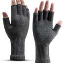 Rahhint Alpaca Wool Fingerless Gloves for Men Women Half Finger Winter Knitted Gloves for Fishing Hunting Driving Typing (Medium, Dark Grey)