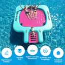 Water Hammock Inflatable Floating Dock with Ramp, Heavy Duty Lake Raft Floating Island Platform, Large Tanning Pool Lounger with Cup Holders for Party, 10ft Hammock with Ramp