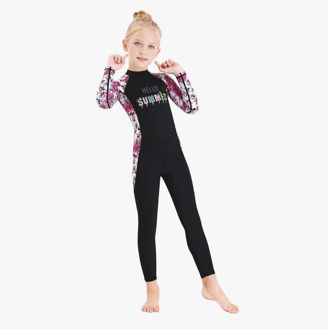 Full Body Kids Swimsuit One Piece Rash Guard Long Sleeve Wetsuit Skin for Girls Boys, XL