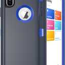 Case for iPhone Xs Max, Heavy Duty Shockproof Dustproof 3 in 1 Rugged Protective Bumper Cover, Military Grade Drop Protective Phone Case (Blue)