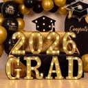 2026 Graduation Decorations 8.6 Inch Gold Glitter Light up Sign 'grad 2026' - Graduation Party Decor for Kindergarten Preschool High School College
