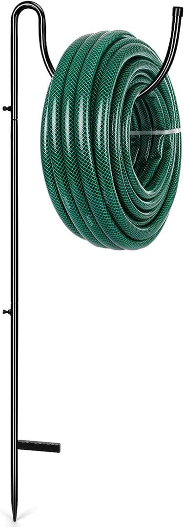 Tandefio Metal Outdoor Hose Holder Ground Mounted Freestanding Hose Hanger Water Pipe Holder Stand Heavy Duty Garden Rack for Water Pipe Storage Outdoor Yard Lawn(Black)