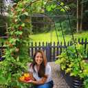 Garden Arch Trellis 7FT Extra Tall Polyethylene-Coated Stainless Steel Garden Trellis for Climbing Plants Outdoor Garden Trellis Arch for Cucumber Trellis, Gardening Trellis with Clips Trellis Netting