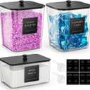 Moforoco 3 Pack Laundry Pods Container, Clear Laundry Room Organization Containers, Large Detergent Powder Storage, Black Wooden Lids & Labels, Acrylic Pods Holder