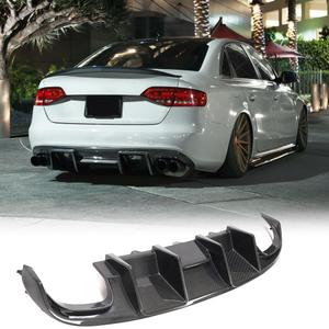Carbon Fiber Rear Bumper Diffuser for Audi S4 B8 2008-2012 Rear Bumper Cover Lower Lip Spoiler Valance Protector Factory Outlet (Without LED Light)