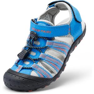 DREAM PAIRS Boys Girls Summer Outdoor Athletic Sport Sandals Hiking Beach Casual Closed Toe Adjustable Multicolor for Toddler/Little/Big Kids (Blue/Grey/Red)