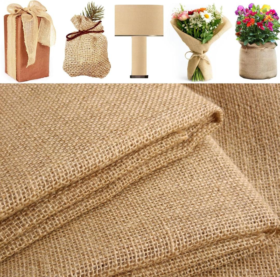 Burlap Fabric Roll 45" x15' | Versatile Material for Plant Cover, Placemats, Tree Wrap, Sackcloth Projects, and Table Runner