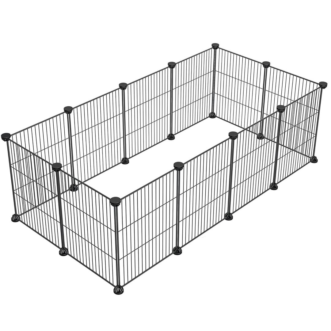 LURIVA DIY Small Animal Playpen, Pet Playpen, Guinea Pig Cages, Rabbit Playpen, Dog Puppy Playpen, Indoor Metal Wire Yard Fence, 15 X 12 Inch, 12 Panels, Black