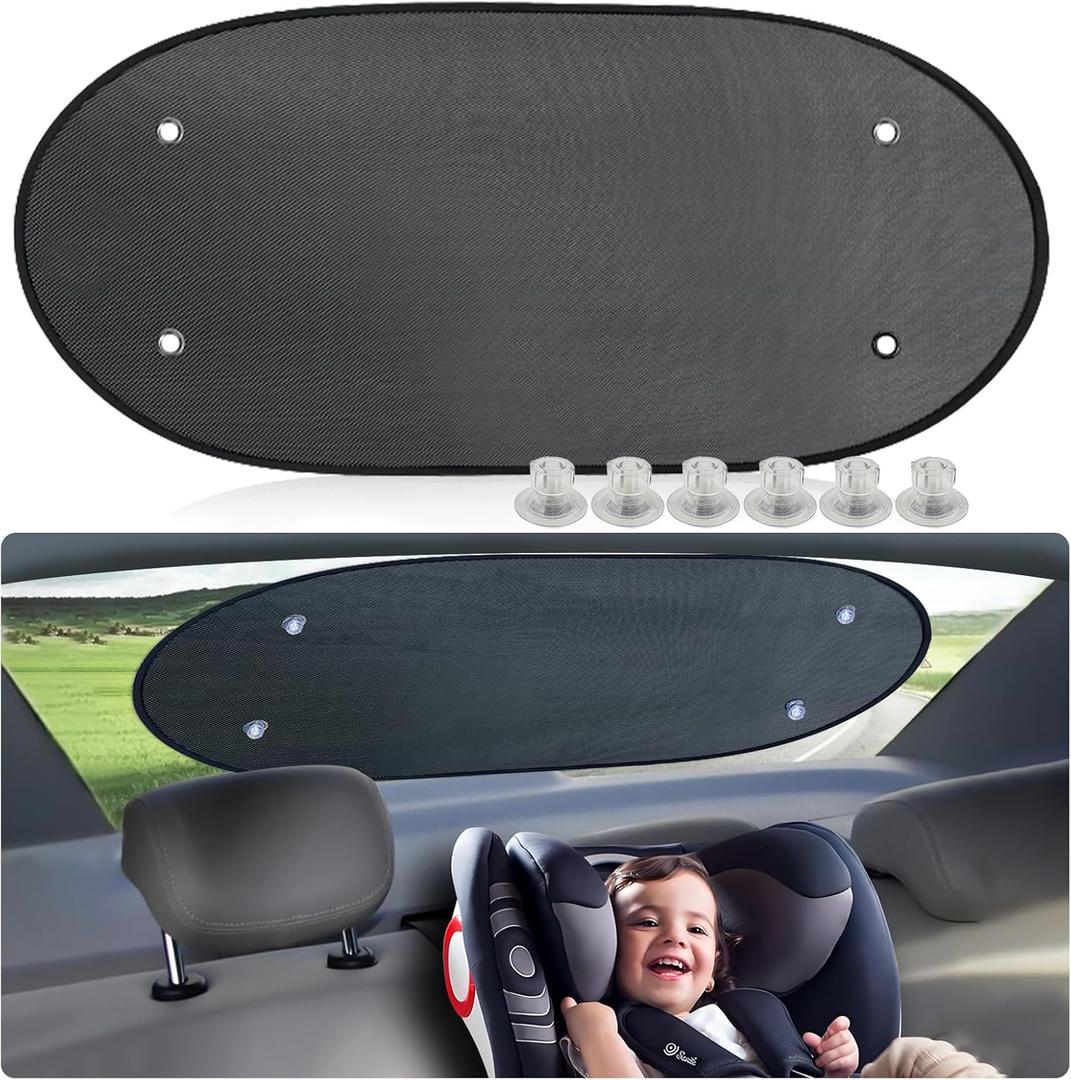 ZATOOTO Car Rear Window Sun Shade for Baby, Car Shades for Back Windows with Strong Screw Nut Pull Suction Cup Sun Blocker Protect from Sun Heat and UV Rays for Pets, Kids (43.3*23.6inches)