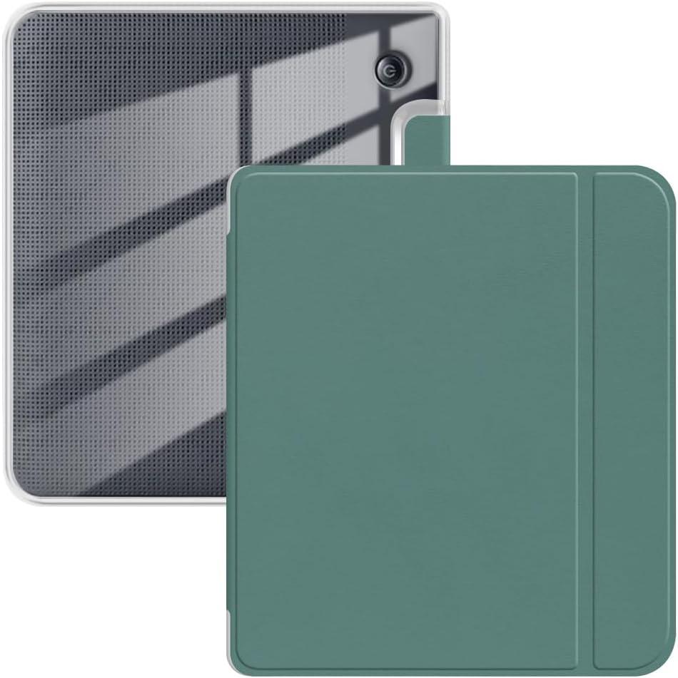 Case for 7" Kobo Libra Colour 2024 Released, Ultra Clear Soft Flexible Transparent TPU Back Cover with Auto Sleep/Wake for Kobo Libra Colour, Dark Green