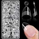 600PCS Short Gel Nail Tips Almond Press on Nails Clear Acrylic Nail Tips Almond Fake Nails, 12 Sizes Half Cover Soft Gel Nails Tips Kit for False Nails Extension Artificial Fingernails -B
