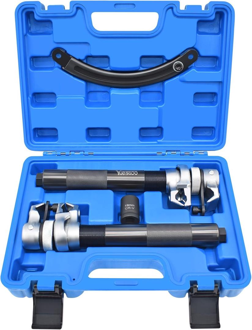 Coil Spring Compressor Tool Automotive Heavy Duty Macpherson Strut Spring Compression Set with Extendable Safety Bracket for Car ATVs Trucks, Max Load.2700LB