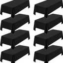 Showgeous 8 Pack Black Rectangle Tablecloth, 60 x 102 Inch, Wrinkle Resistant, Washable Polyester, Perfect for 6ft Table, Weddings, Parties, Camping