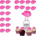 Silipull 20 Pcs Mini Pink Cowboy Hats with Rhinestones, Plastic Tiny Cowgirl Hat, Crafts, Western Party Decor, Cupcake Toppers