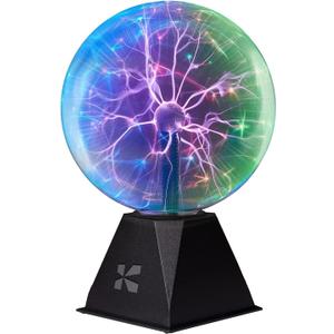 Katzco Colorful Plasma Ball - 8 Inch Static Electricity in a Vacuum Pressurized Glass Globe - Multicolored, Nebula, Thunder Lightning, Plug-in for Parties, Decorations, Prop, Home, STEM