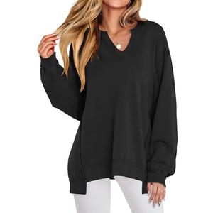 ANRABESS Women's Oversized Sweatshirts Long Sleeve Tunic Shirts V Neck Loose Pullover Tops 2026 Spring Teen Girls Outfit XL