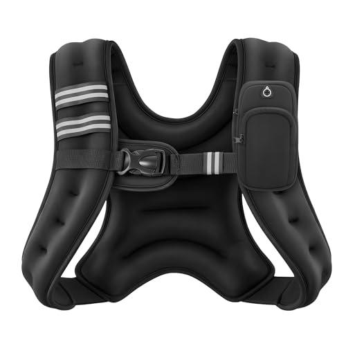 ZELUS Weighted Vest,6lb Weight Vest with Reflective Stripe for Workout, Strength Training, Running, Fitness, Muscle Building, Weight Loss, Weightlifting, Black (6 lb)