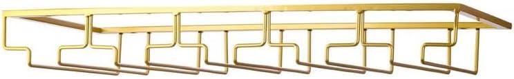FOMANSH Wine Glass Rack - Under Cabinet Stemware Wine Glass Holder Glasses Storage Hanger 1 Pack Metal Organizer for Bar Kitchen 5 Rows Gold