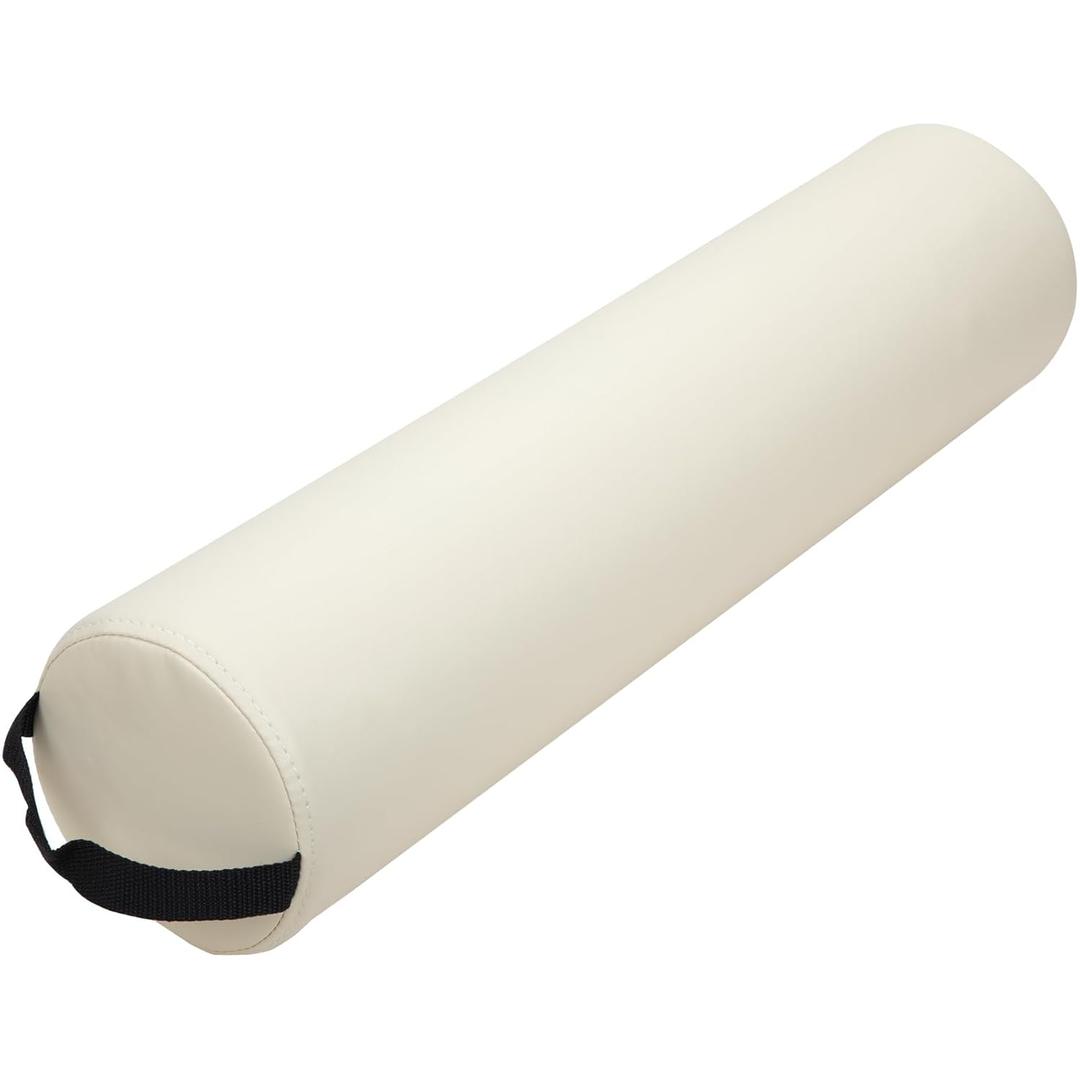 ForPro Full Round Bolster Pillow, Crme, Oil and Stain-Resistant, for Massage and Yoga, 6 R x 26 L