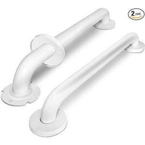 18 Inch Handicap Grab Bars, 2 Pack Stainless Steel Grab Bar for Bathtubs and Showers, Wall Mount Safety Shower Grab Bars for Seniors Injury Elderly, White