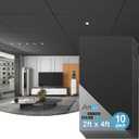 Art3d 10-Pack Smooth Drop Ceiling Tile 2ft x 4ft - Fire-Rated, Waterproof, Reusable - Premium PVC, No Sag and Breakage - Cover 80 Sq. Ft, Black, 24*48