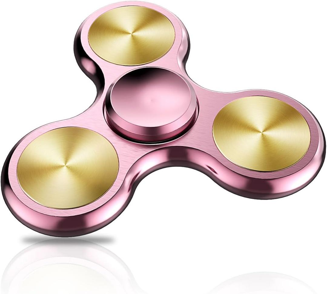 ATESSON Fidget Spinner Toy Ultra Durable Stainless Steel Bearing High Speed Precision Metal Material Hand Spinner Focus Anxiety Stress Relief Boredom Killing Time Toys Rose Gold