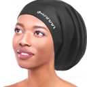 Extra Large Silicone Swim Cap for Long Hair and Protective StylesWaterproof Swimming Cap for Men and Women with Dreadlocks, Weaves, Extensions, Braids, Curls, and AfrosKeep Hair Dry (Black)