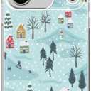 Hagkou Winter Village House Phone Case Compatible with iPhone 17, Cute Christmas Trees Snowman Cover, Cool TPU Phone Case Cover