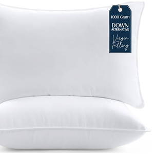 Utopia Bedding (2 Pack Premium Plush Pillow - Fiber Filled Bed Pillows - Queen Size 20 x 28 Inches - Cotton Pillows for Sleeping - Fluffy and Soft Pillows