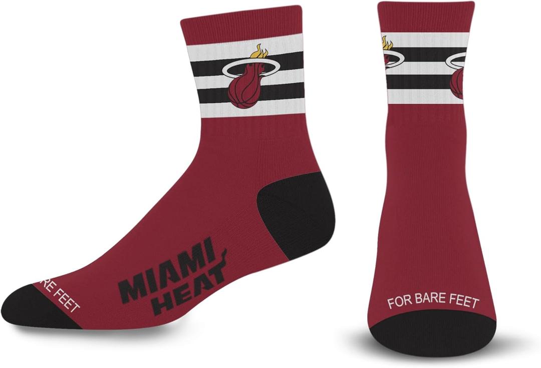 For Bare Feet NBA mens Nba 5 Stripe Logo Quarter Sock Large (Team)
